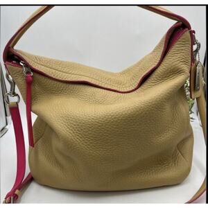 Coach 31624 Bleecker Sullivan Hobo Edge paint Leather Camel/Pink Ruby Bag